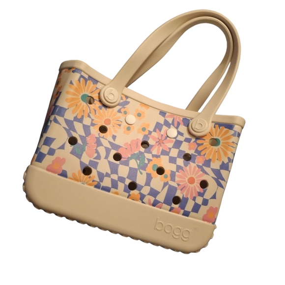 Women's Floral Tote Bag - Cream and Blue - Picture 3 of 5